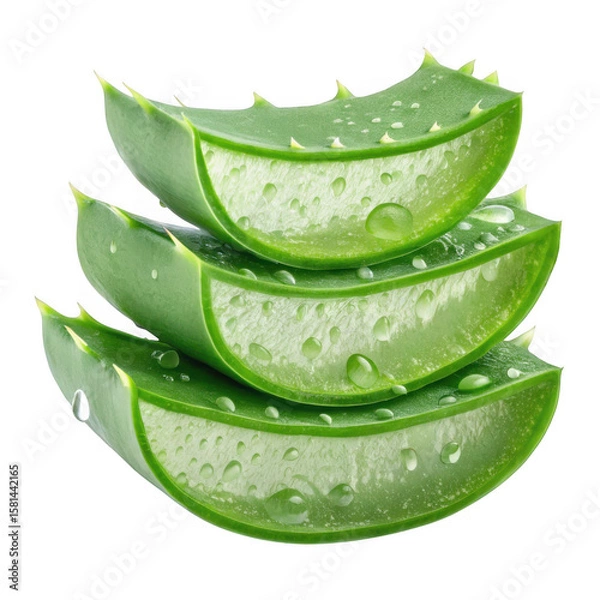 Fototapeta Fresh aloe slices isolated on transparent background