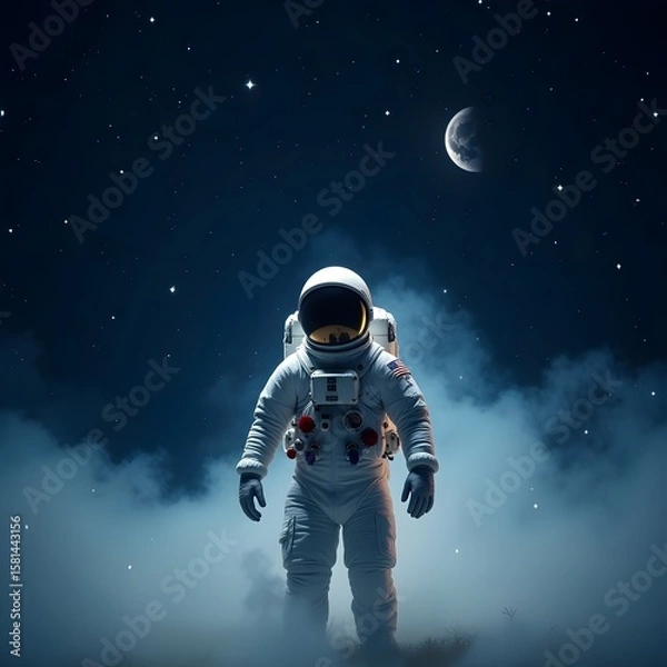 Fototapeta Astronaut in Space Suit Standing Under the Stars