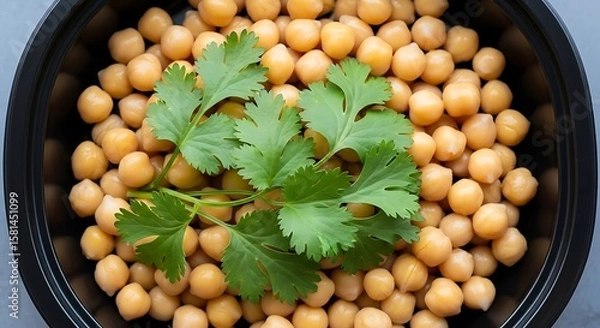 Obraz Delicious Chickpea Dish with Fresh Cilantro Garnish A Culinary Delight