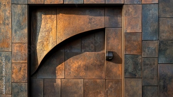 Fototapeta Modern entry door with hidden handle design