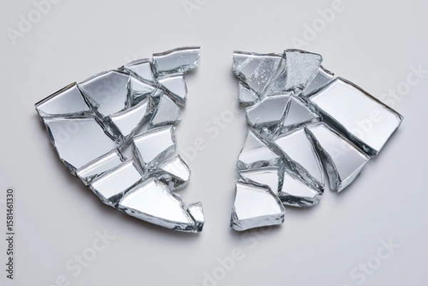 Fototapeta Broken Mirror Pieces on White Surface