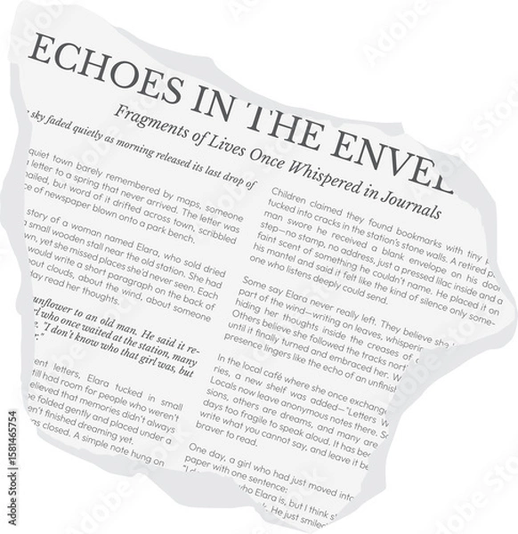 Obraz Ripped white newspaper. Torn pieces of magazine realistic texture for journal, collage, banner, poster, 90s design	