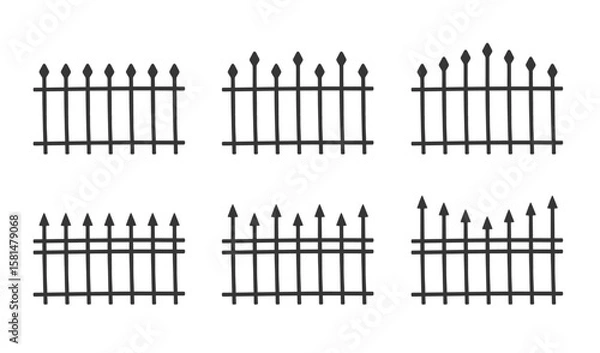 Obraz シンプルな柵の単色イラストセット