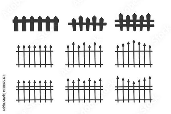 Obraz 柵のシルエットイラスト　セット