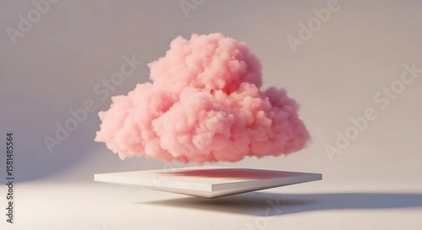 Fototapeta Dreamy Pink Cloud Illusion A surreal digital art piece creating a soft, floating cotton candy effect.