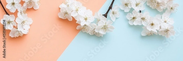 Obraz Delicate spring blossoms on a pastel backdrop
