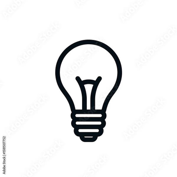 Obraz Light Bulb Outline Icon on Transparent Background Idea Concept