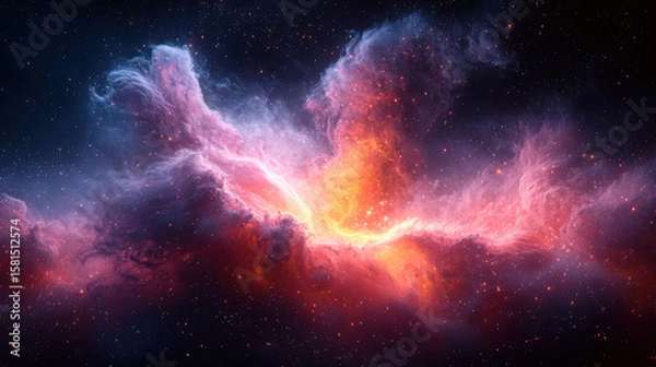 Fototapeta Stunning cosmic explosion with vibrant nebula colors and swirling gases creates mesmerizing