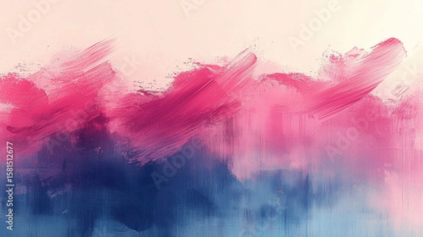 Fototapeta Vibrant abstract painting with soft gradient hues of pink and blue, evoking calmness