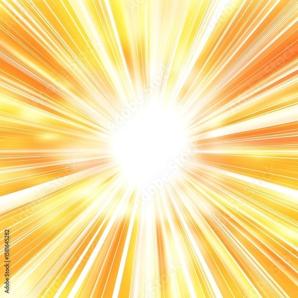 Fototapeta vector light burst effect with radial glow, bright yellow and orange on clean white background 
