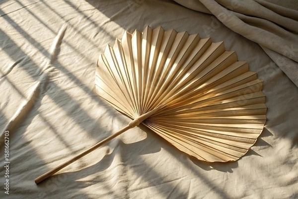 Fototapeta Traditional Japanese and Chinese fans with book pages and decorative patterns on a white background