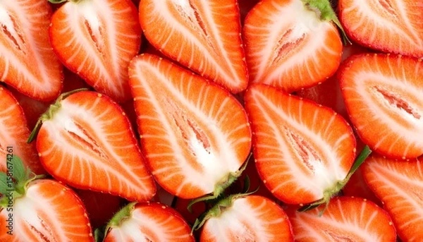 Fototapeta Close-up of sliced strawberries (1)