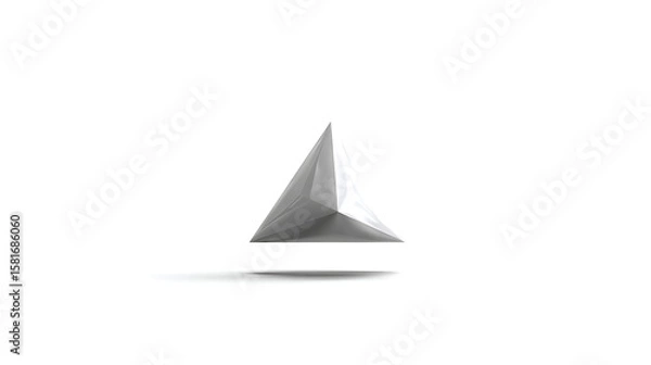 Fototapeta A silver triangle is shown on a white background