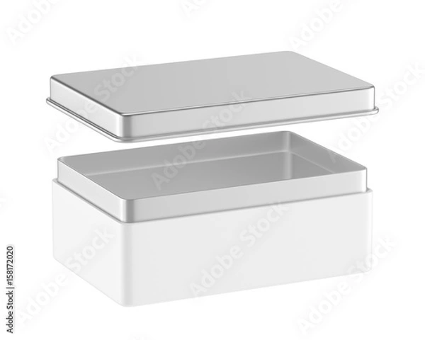 Fototapeta Metal box isolated on a white background, 3D rendering