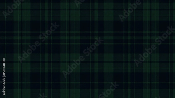 Fototapeta A high-resolution digital wallpaper featuring a seamless Black Watch Tartan pattern with symmetrical deep navy, dark green, and black lines, bold and sophisticated for modern designs.