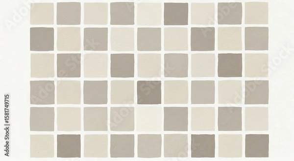 Fototapeta Neutral Tones Square Tile Pattern Minimalist Decorative Design for Backgrounds