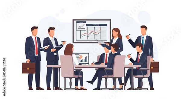 Fototapeta Business Team Meeting in a Modern Office Setting.