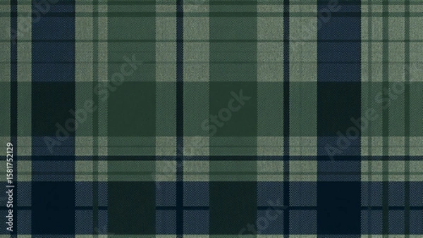 Fototapeta A Black Watch Tartan background with a soft watercolor effect blending dark green, navy, and black lines, creating a delicate, painterly, high-resolution artistic design.
