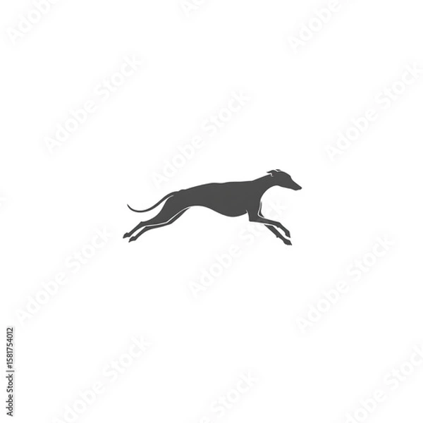 Fototapeta Elegant greyhound silhouette is captured in motion, featuring a minimalist design on a dark background suitable for various creative projects.