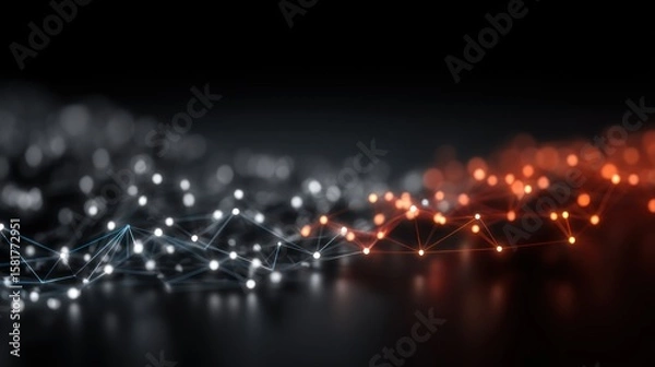 Fototapeta Abstract Network Connection: Digital Nodes and Lines