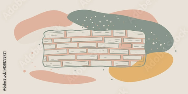 Fototapeta Abstract Brick Wall with Organic Shapes in Neutral Colors for Backgrounds and Modern Design Projects