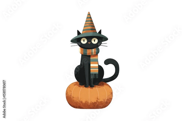 Obraz Halloween Cat On Pumpkin