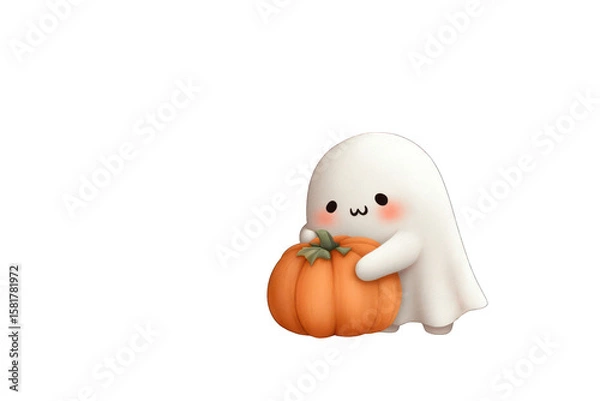 Obraz Cute Ghost with Pumpkin
