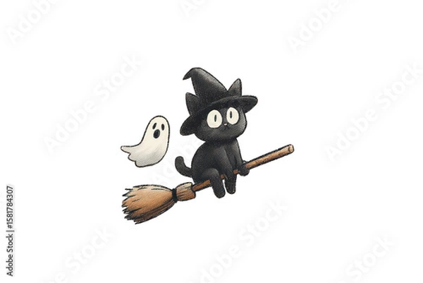 Obraz Halloween Cat And Ghost