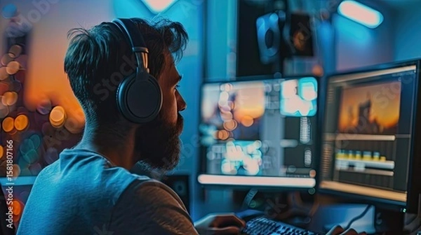 Obraz Animator Isolated with Grey Background