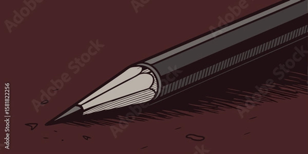 Fototapeta  An isolated pencil in red background vector illustration.