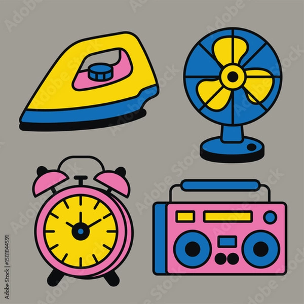 Obraz Popular 1990 Retro Items Illustration