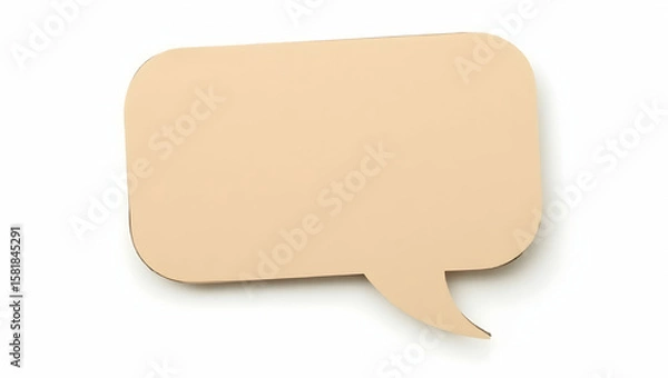 Fototapeta Symbol A speech bubble crafted from minimal cardboard, styled in a flat-packed format, displayed in folded view view on a white background (2)
