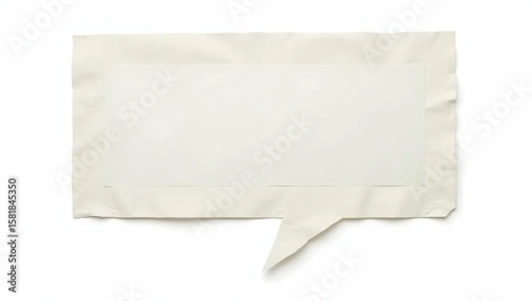 Fototapeta Symbol A speech bubble crafted from masking tape, styled in a taped format, displayed in taped edge view on a white background (3)