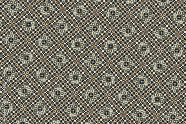 Fototapeta A sophisticated geometric pattern featuring intricate squares and diamonds, perfect for luxury home decor, fashion, and accessories. This elegant print adds modern style and complexity to any design