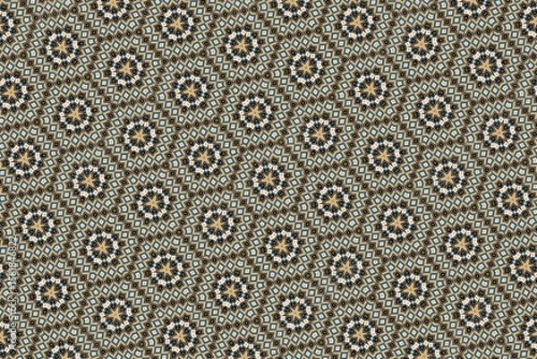 Fototapeta Geometric floral textile design, elegant vintage geometric print, soft neutral home decor pattern, intricate geometric flower design, chic home accessories print, trendy floral patterned fabric, vinta