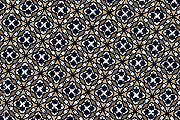 Fototapeta Geometric pattern, modern gold and blue design, luxurious home decor, sophisticated symmetrical motif, stylish home accessories, elegant geometric print, chic wallpaper design, refined home textile pa
