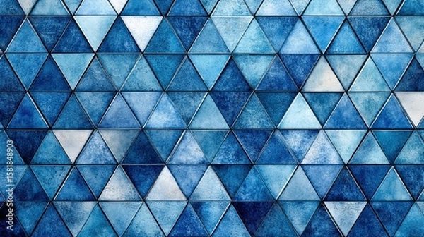Fototapeta Colorful Blue and White Triangle Tile Background