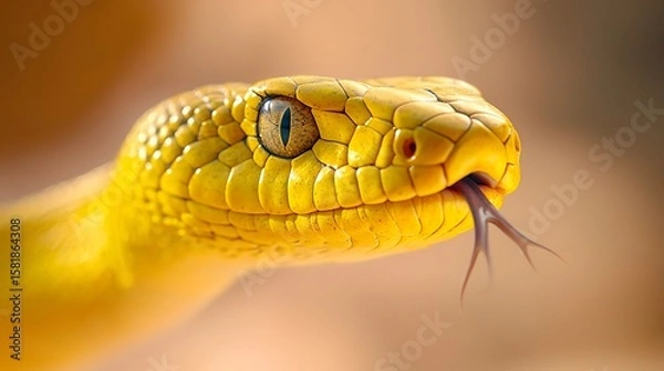 Obraz Yellow Snake Head Close Up