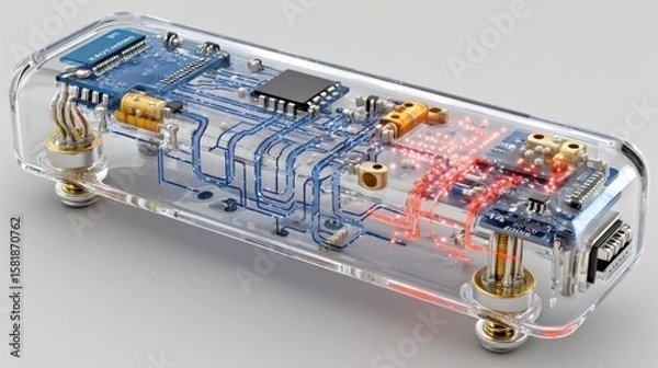 Fototapeta Transparent Device Revealing Internal Circuitry