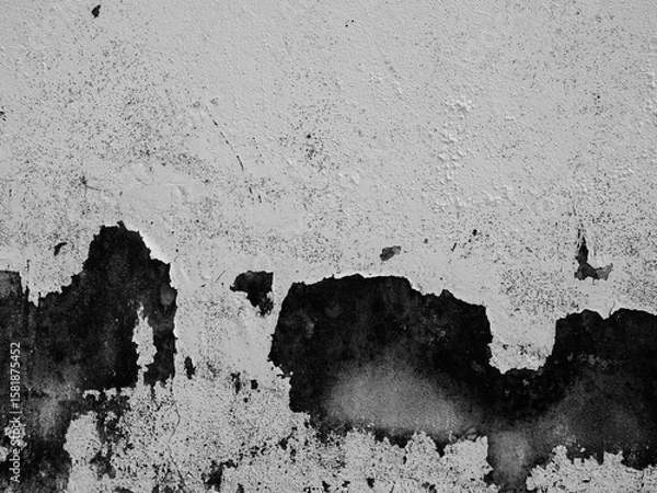 Obraz Crack wall texture peeling effect background, white grey building cement damage pattern plaster grunge black line paint surface abstract, construction rough street concrete backdrop.