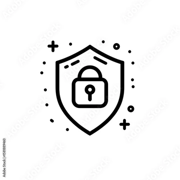 Fototapeta Security shield with lock icon isolated on transparent background