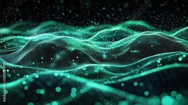 Obraz Abstract teal digital landscape