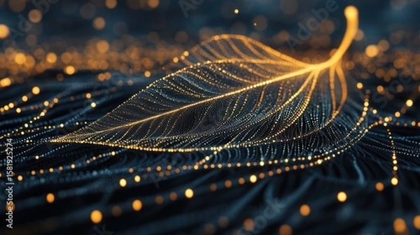 Fototapeta Abstract leaf with glowing network