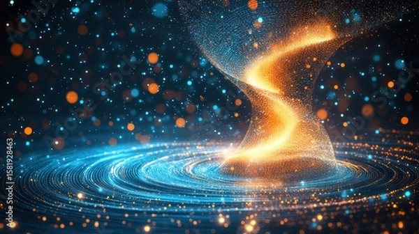 Fototapeta Abstract swirling vortex with glowing particles