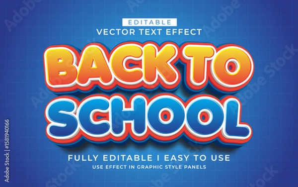 Fototapeta 3d editable back to school text effect typography style template