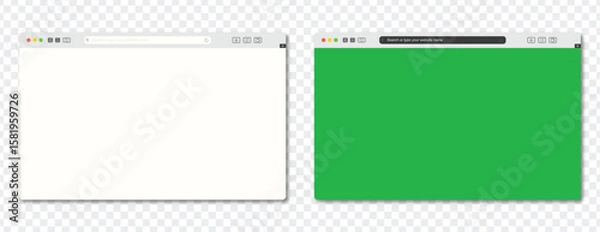 Fototapeta Web Browser Interface Design: A sleek web browser interface with a blank canvas of white and green, highlighting the digital landscape and user interface.