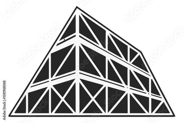 Obraz Modern geometric building facade with triangular patterns