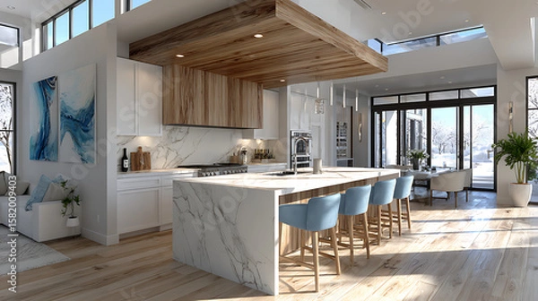 Obraz Modern interior with cozy kitchen