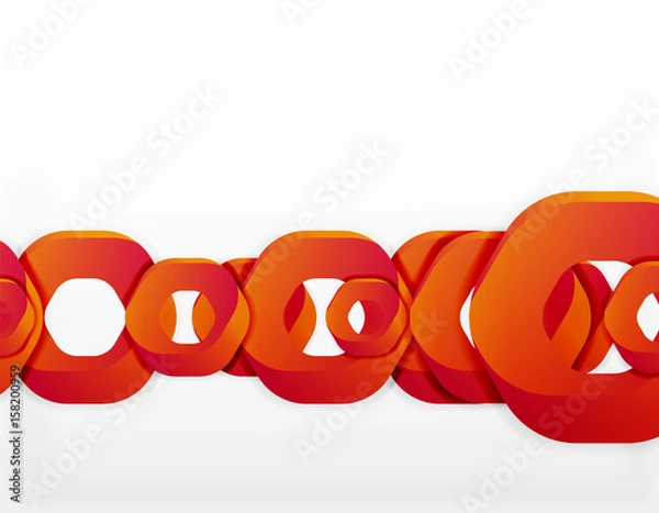 Fototapeta Geometric abstract background, cut chain shapes or hexagons on white