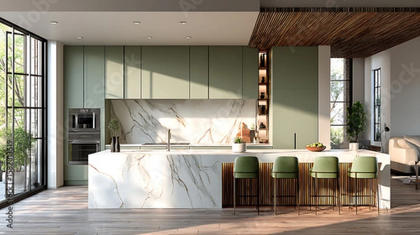 Obraz Kitchen with modern lighting fixtures